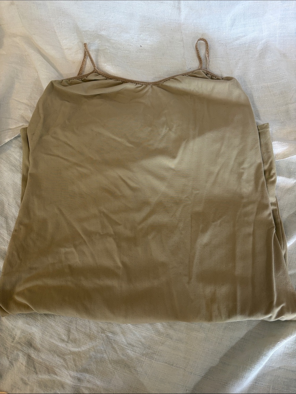 Vintage Lindsey Roscoe for Farr West Tan Midi Chemise Nightgown Size M
